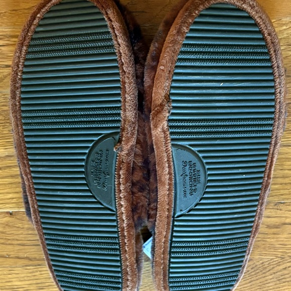 Dluxe by Dearfoams Women's XL 11/12 Luella Scuff Slippers Brown Leopard Print - Picture 2 of 3